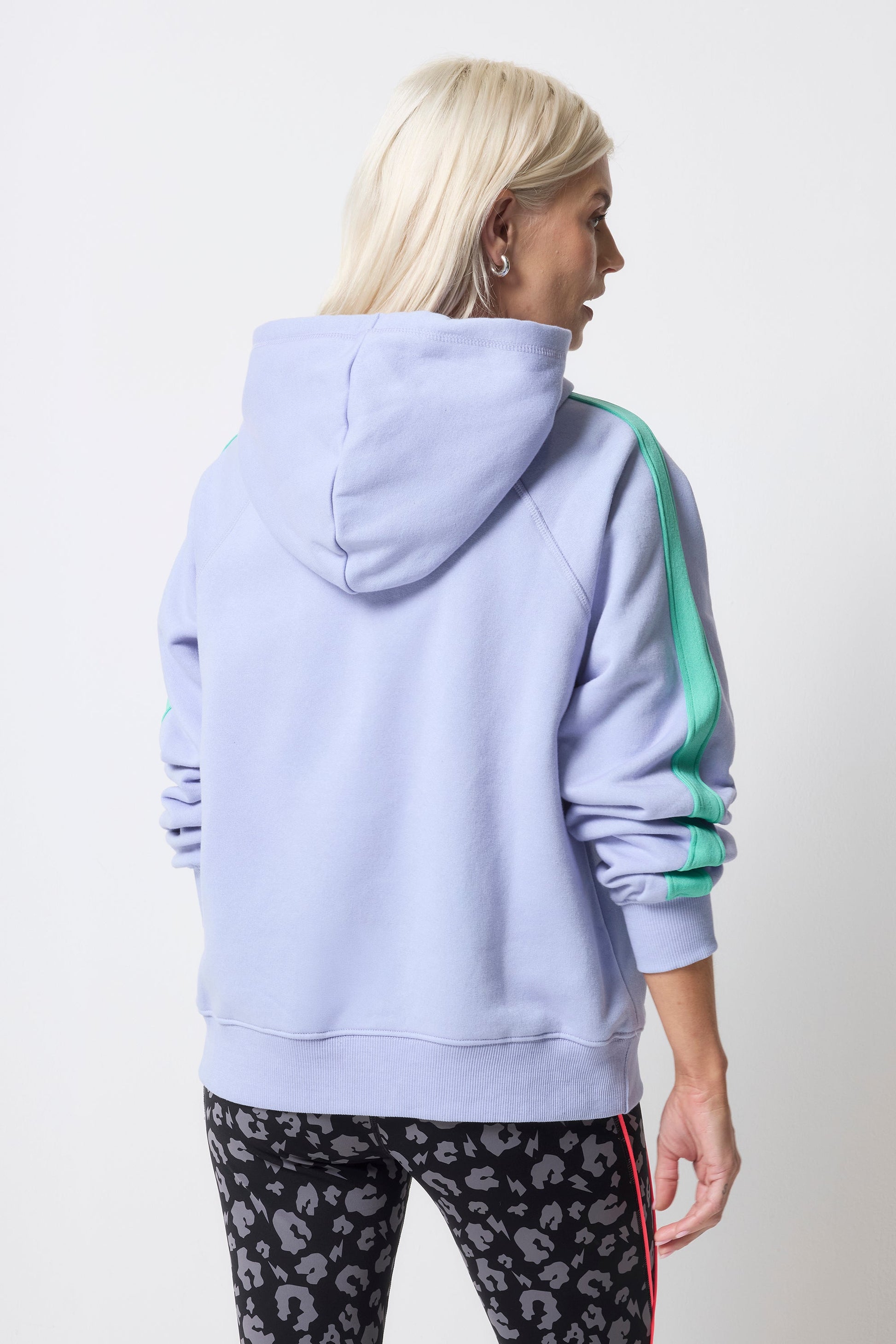 Blue with Turquoise Colourblock Relaxed Hoodie