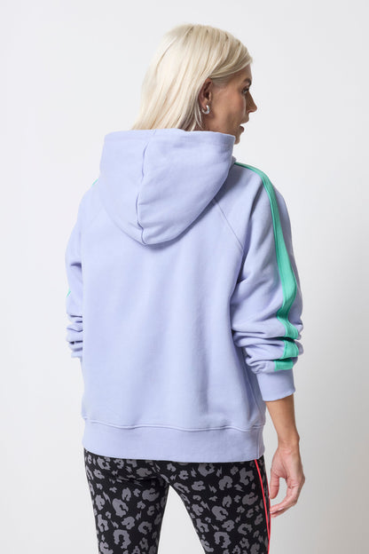 Blue with Turquoise Colourblock Relaxed Hoodie