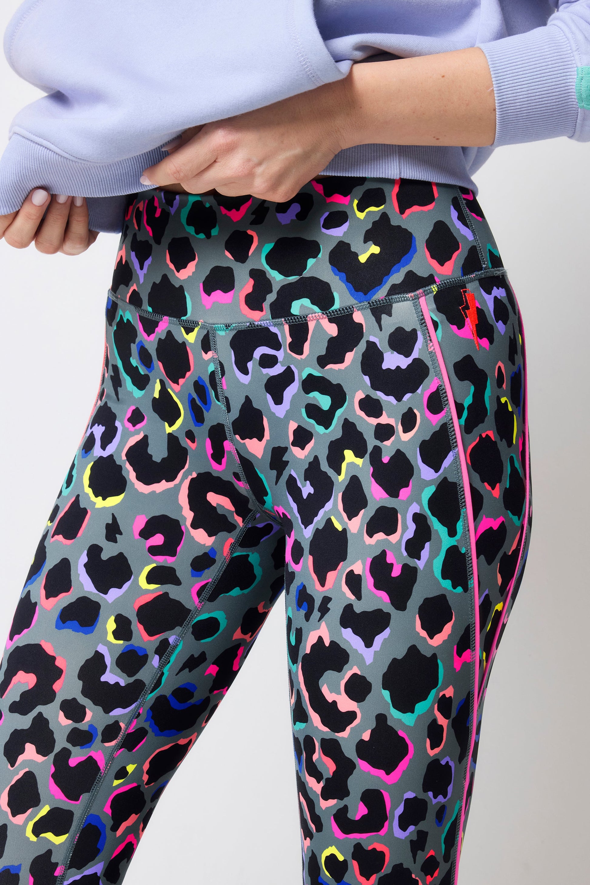 Dark Khaki with Rainbow Shadow Leopard Full Length Active Leggings