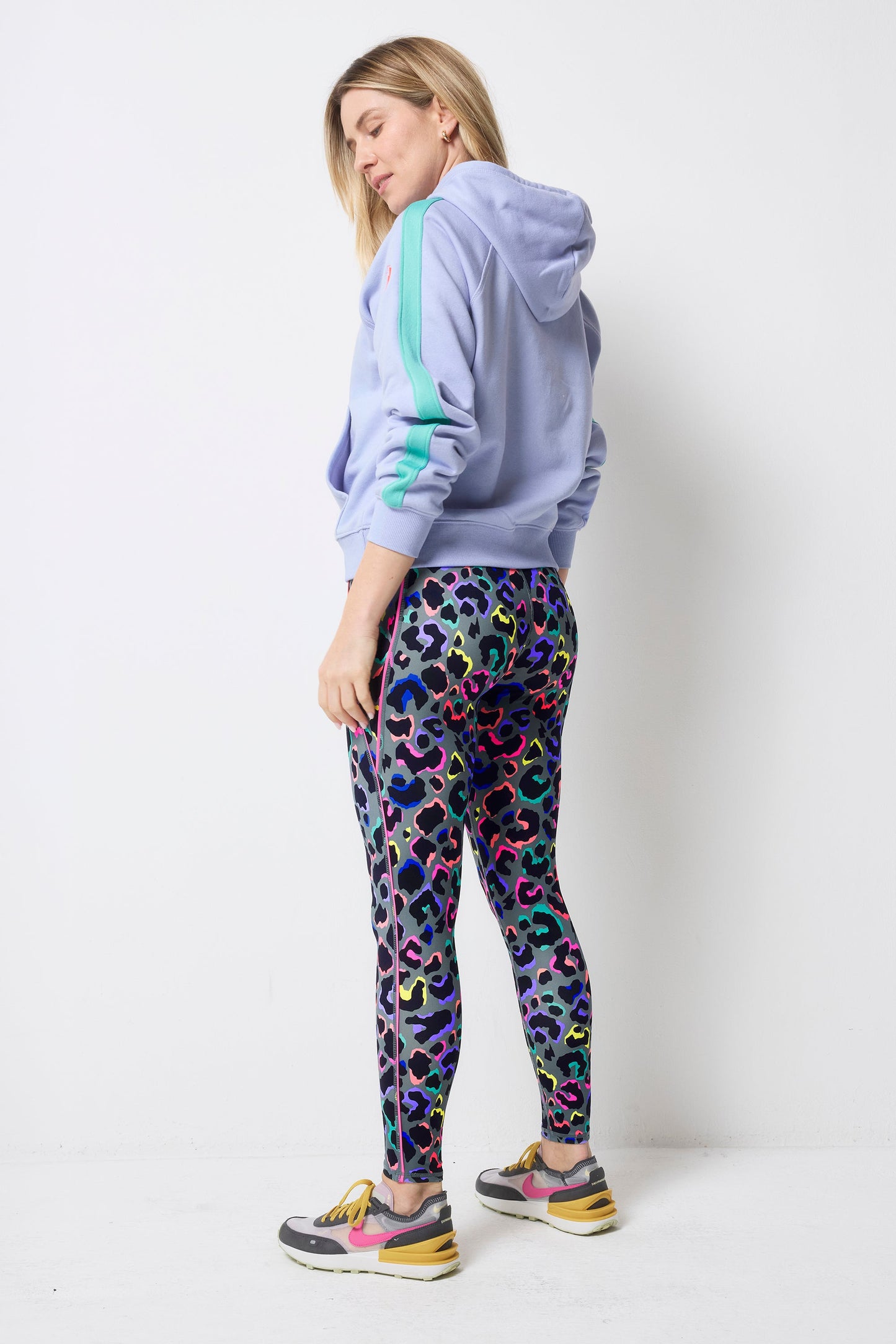 Dark Khaki with Rainbow Shadow Leopard Full Length Active Leggings