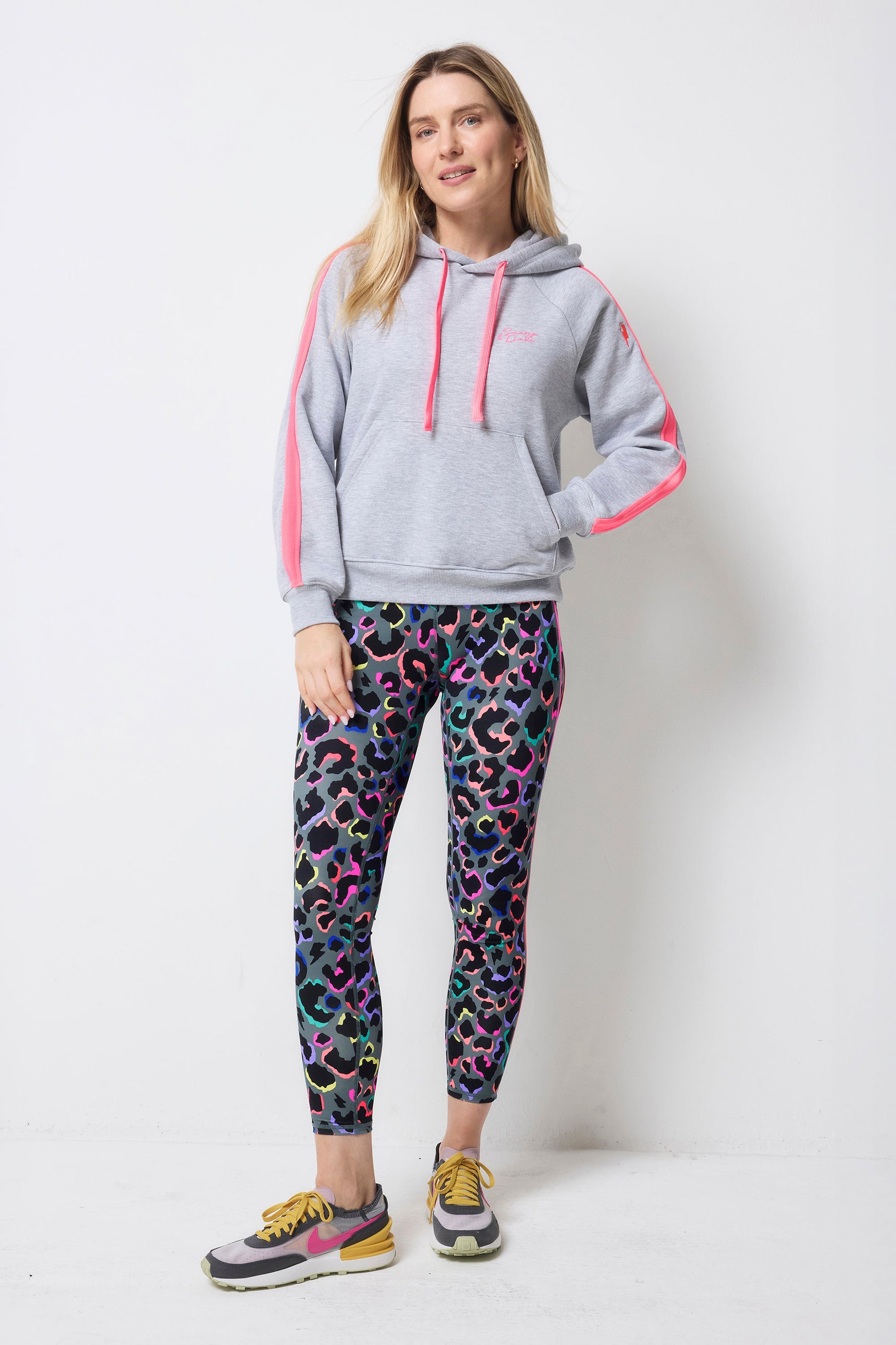 Dark Khaki with Rainbow Shadow Leopard 7/8 Length Active Leggings