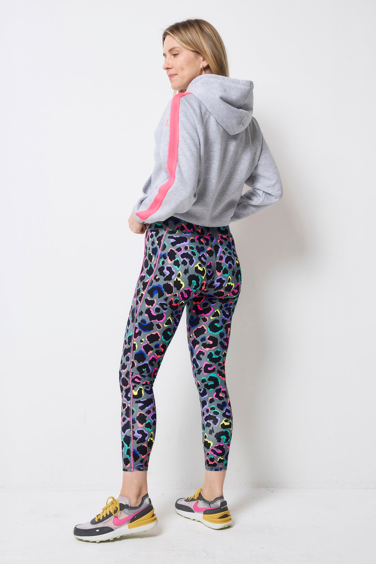 Dark Khaki with Rainbow Shadow Leopard 7/8 Length Active Leggings