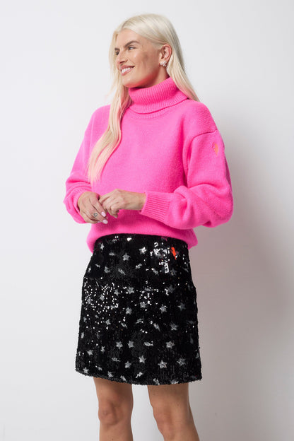 Black with Silver Star Sequin Mini Skirt