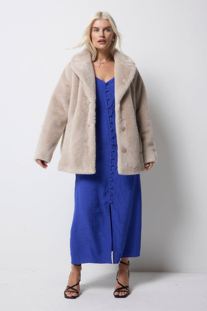 Cream Faux Fur Coat