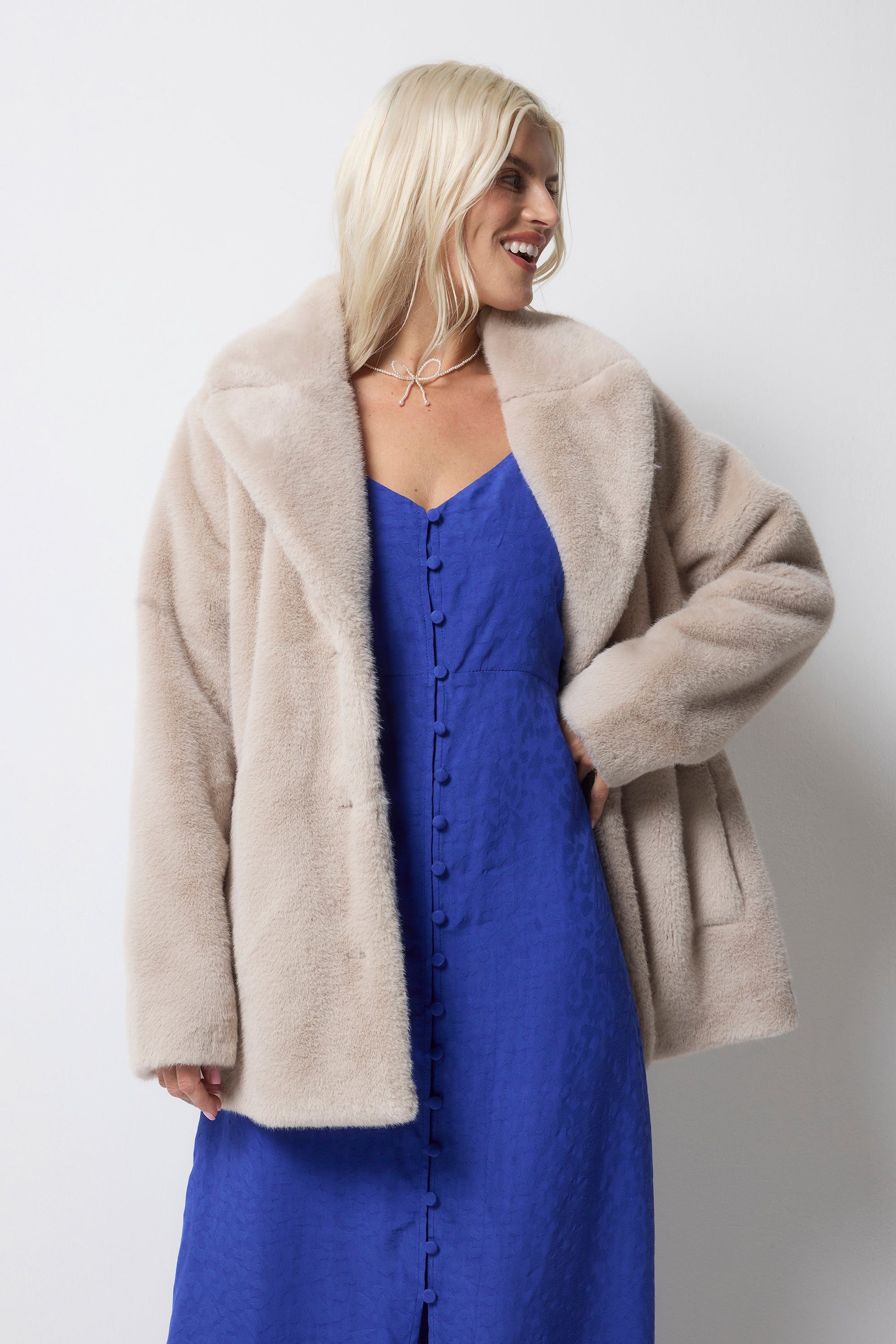 Cream Faux Fur Coat