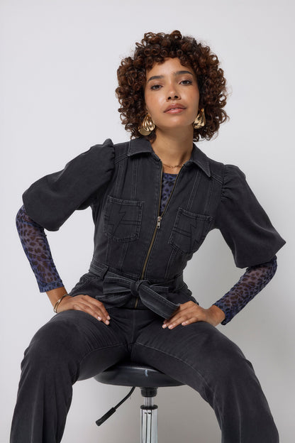 Navy Cheetah Mesh Top
