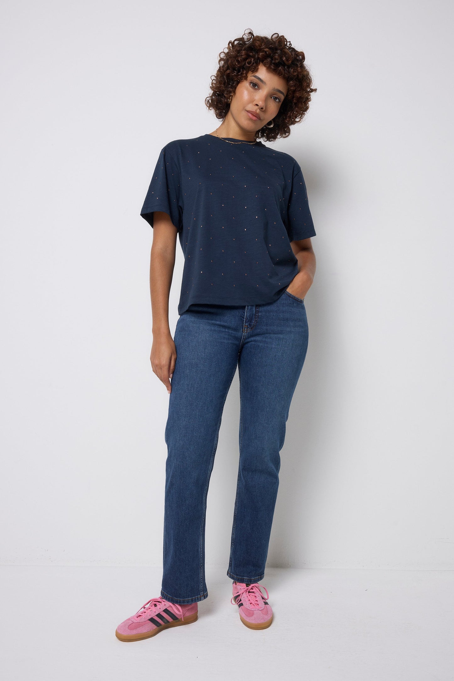 Navy Studded T-Shirt