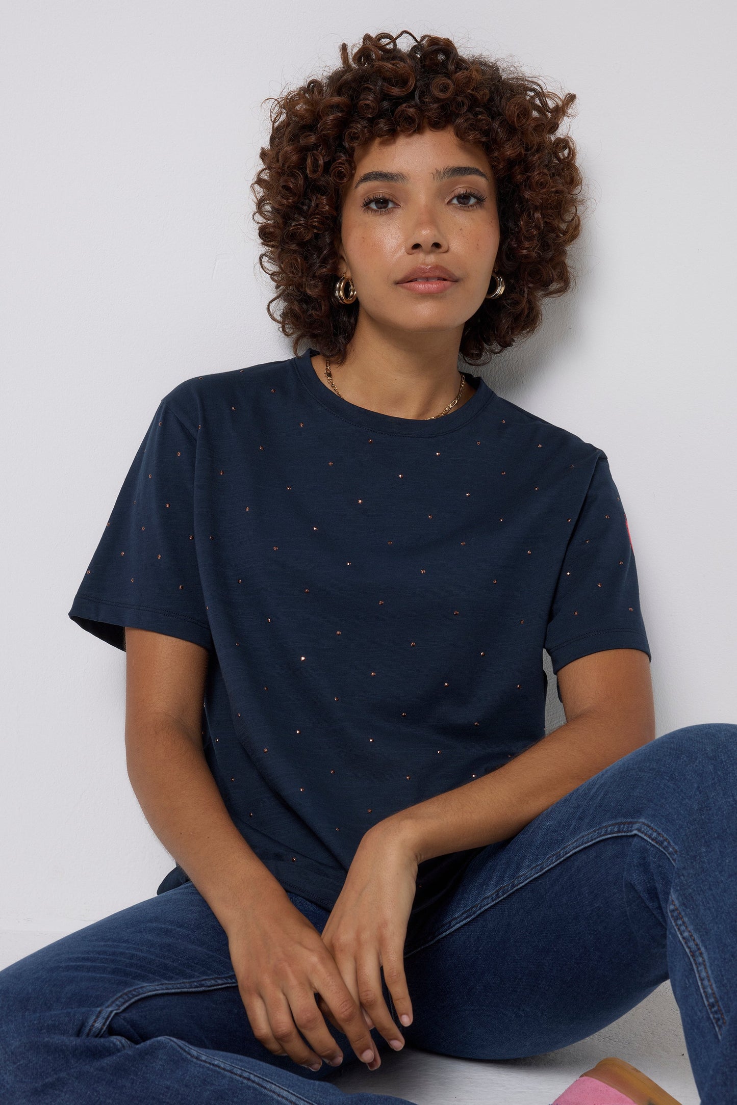 Navy Studded T-Shirt