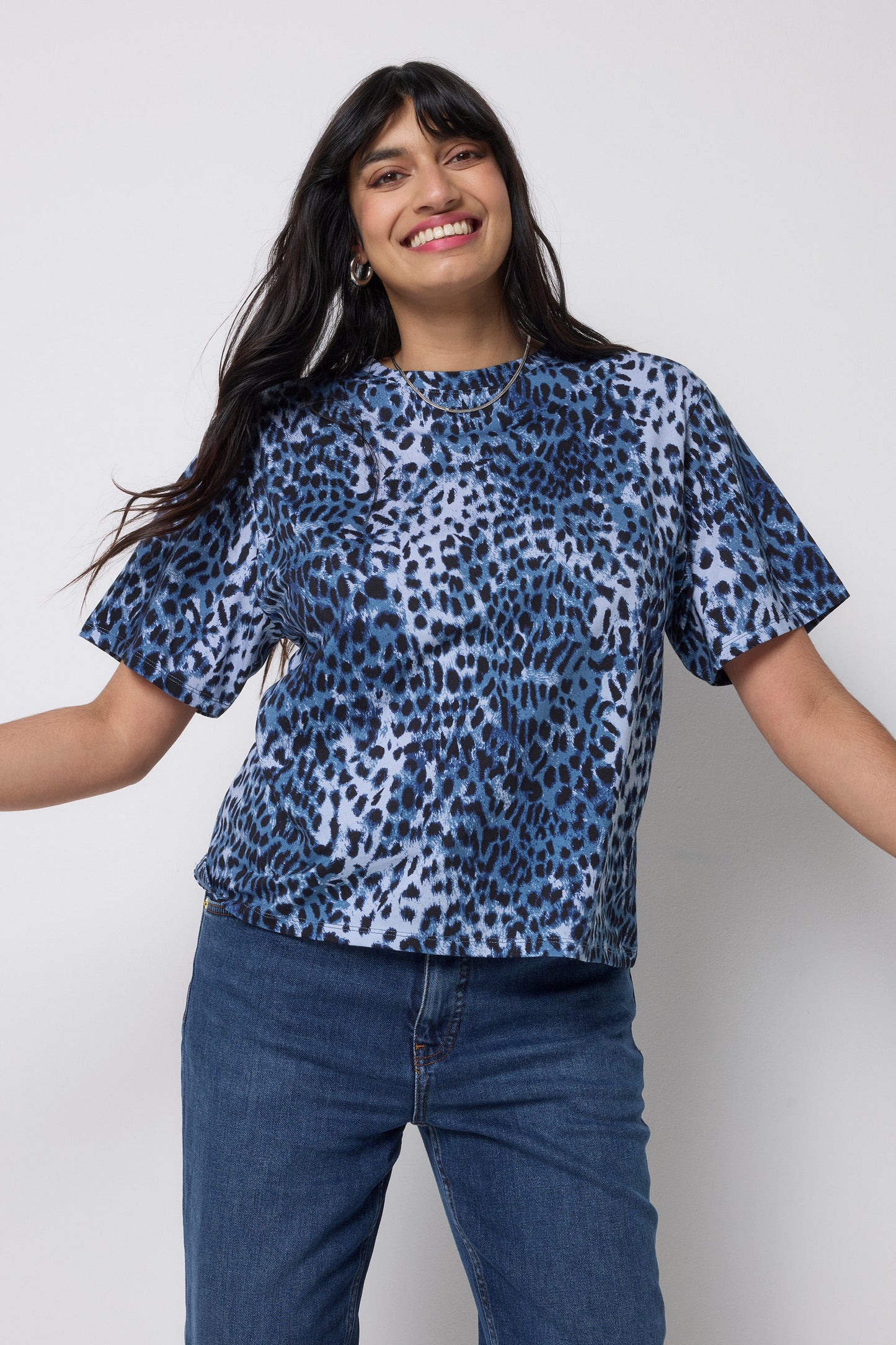 Navy with Black Cheetah T-Shirt
