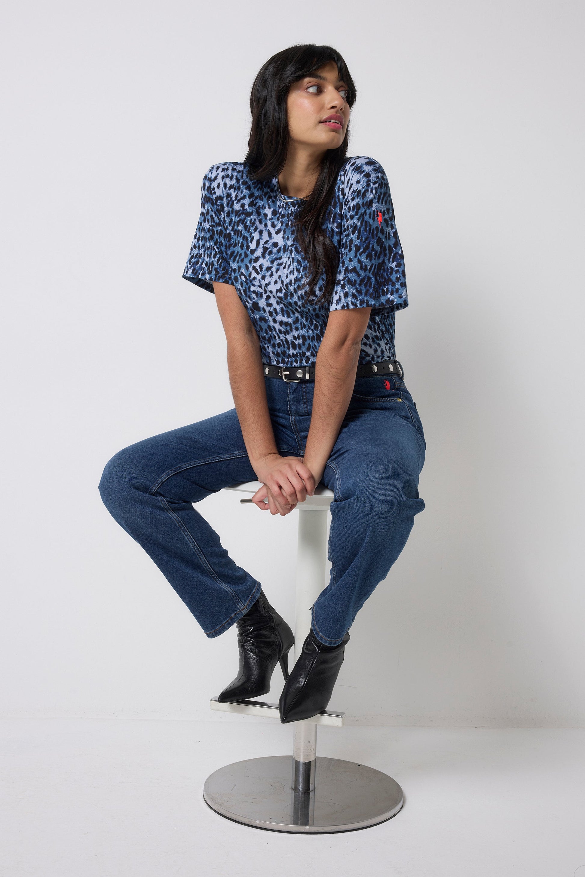 Navy with Black Cheetah T-Shirt