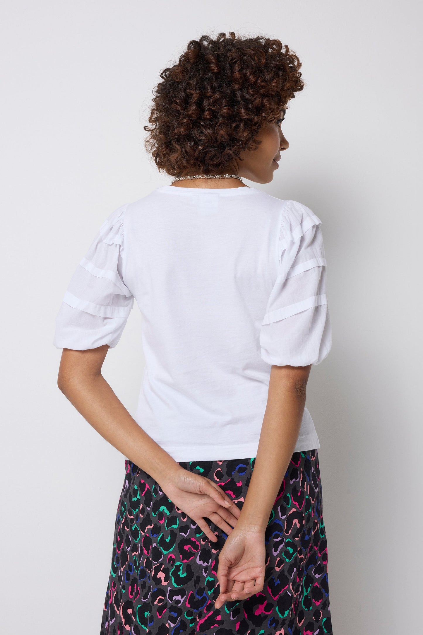 White Pintuck Sleeve T-Shirt