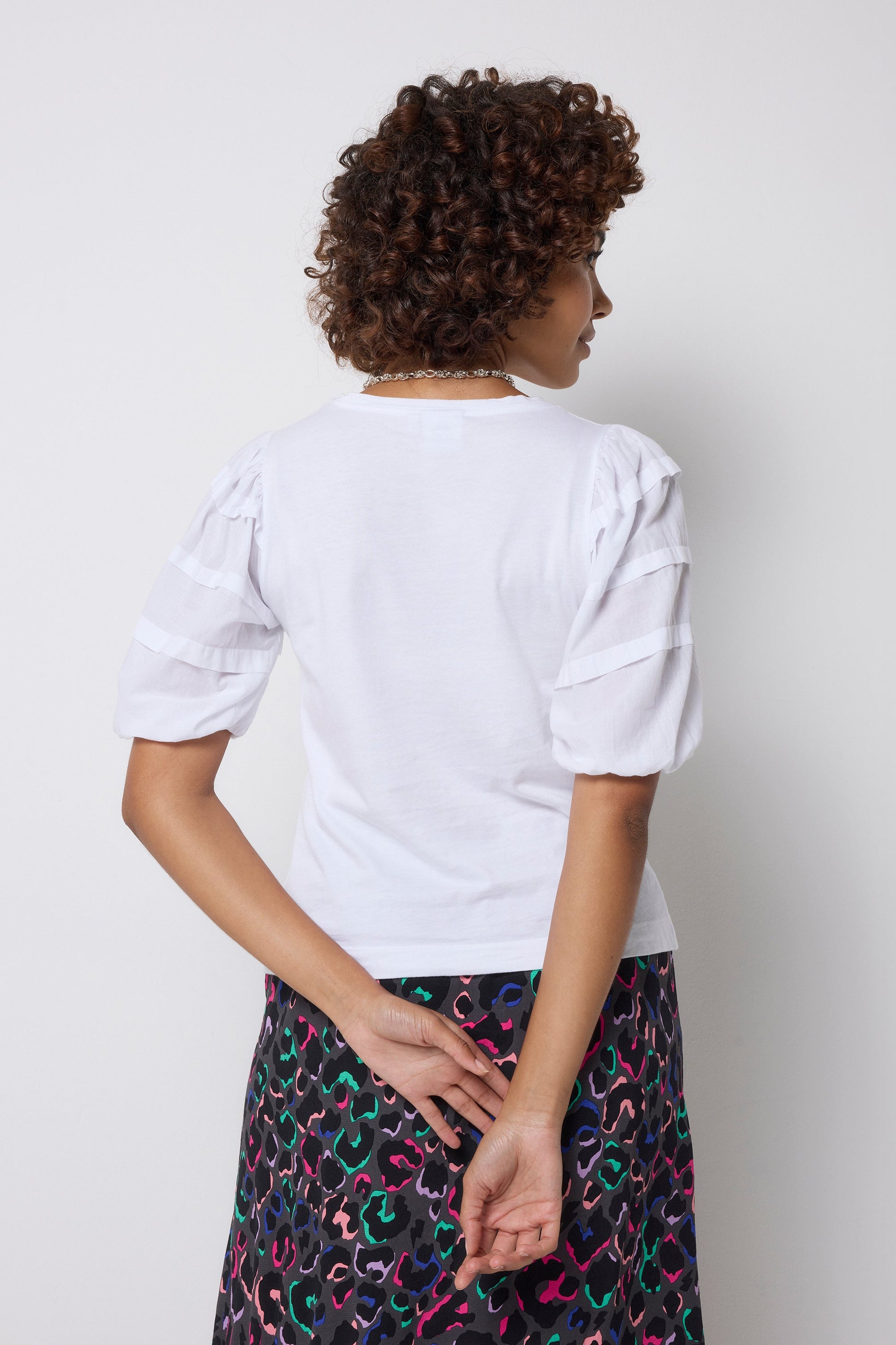 White Pintuck Sleeve T-Shirt