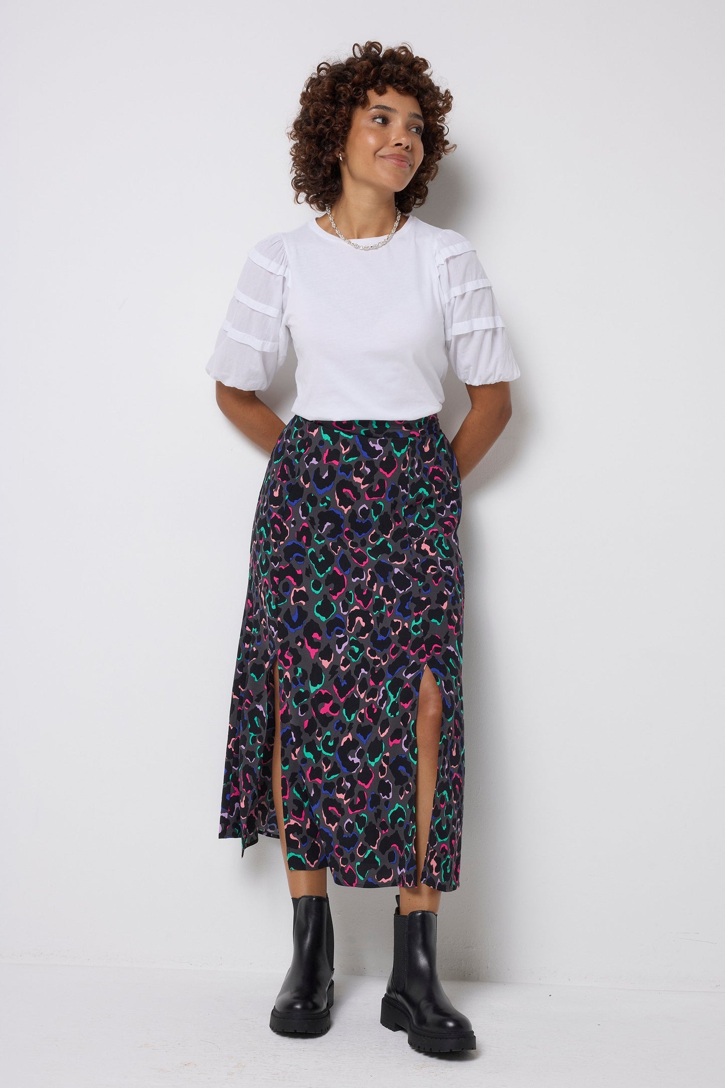 White Pintuck Sleeve T-Shirt