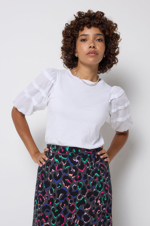 White Pintuck Sleeve T-Shirt