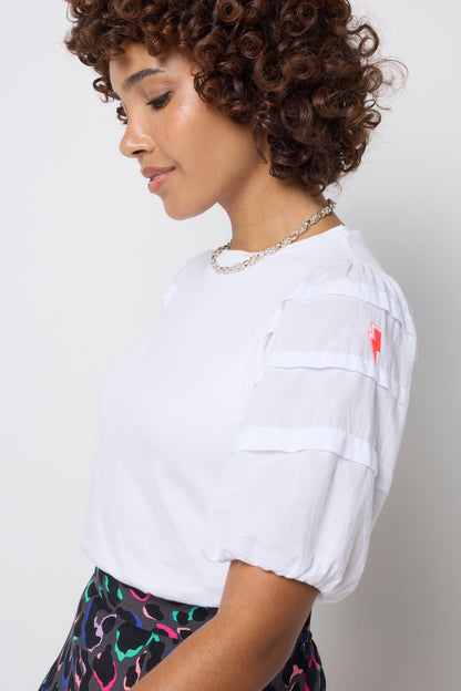 White Pintuck Sleeve T-Shirt
