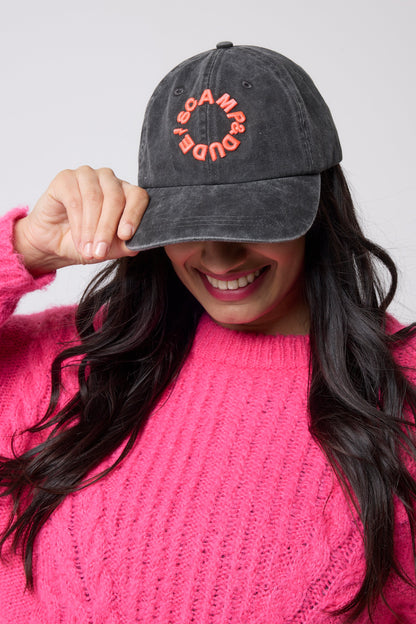 Washed Black Graphic Logo Cap