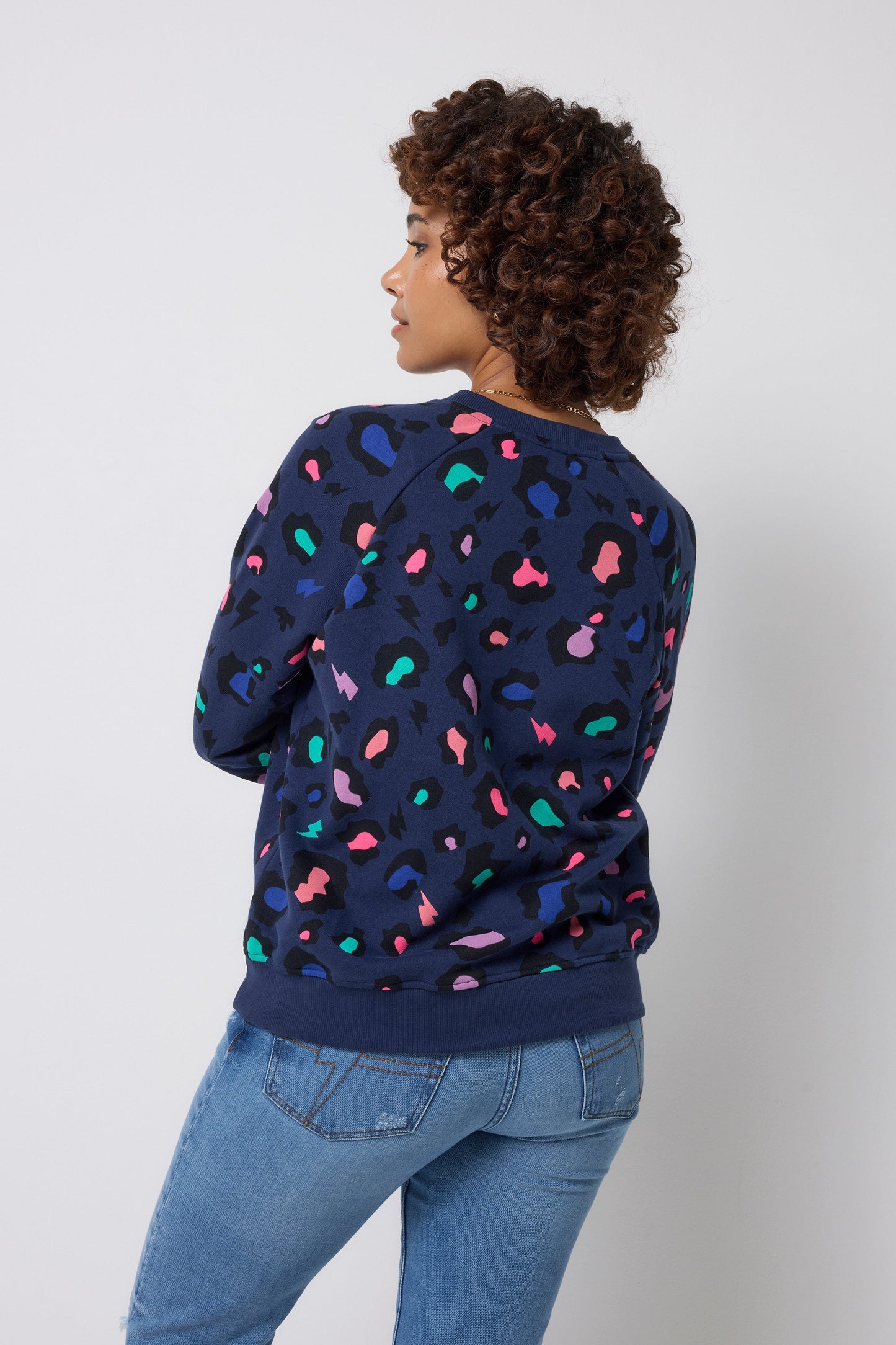 Navy with Rainbow Snow Leopard Sweatshirt