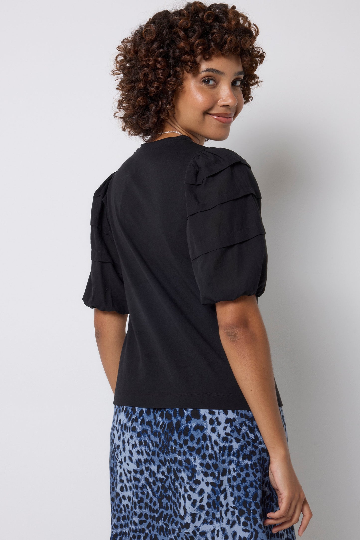 Black Pintuck Sleeve T-Shirt