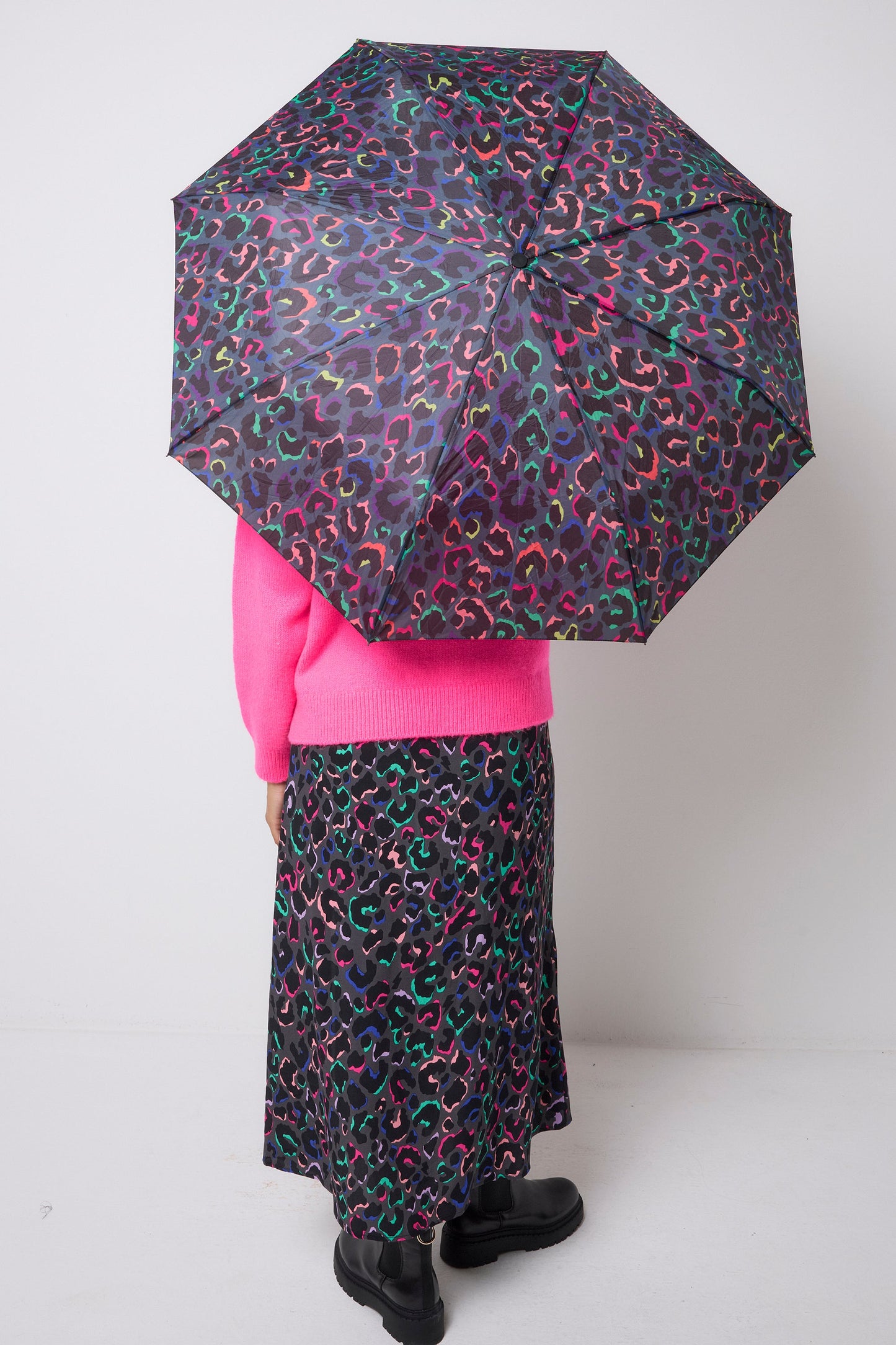Grey with Rainbow Shadow Leopard Umbrella