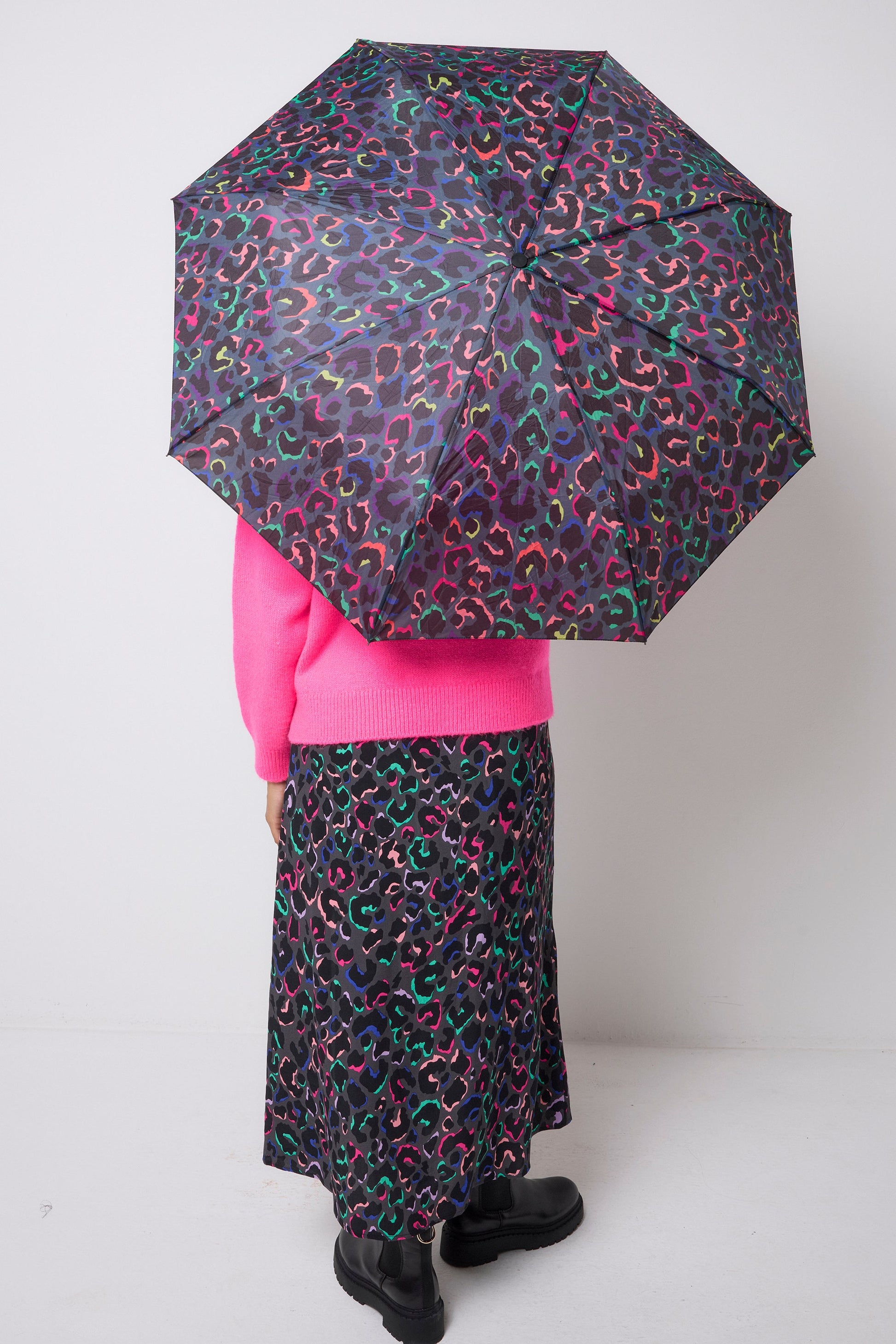 Grey with Rainbow Shadow Leopard Umbrella