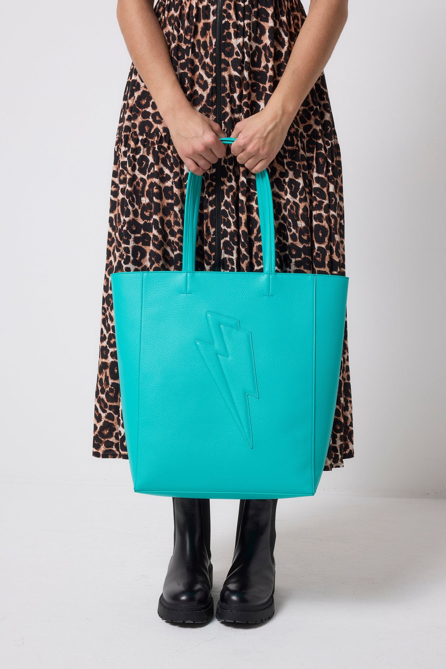 Turquoise Lightning Bolt Tote Bag