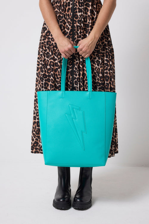 Turquoise Lightning Bolt Tote Bag