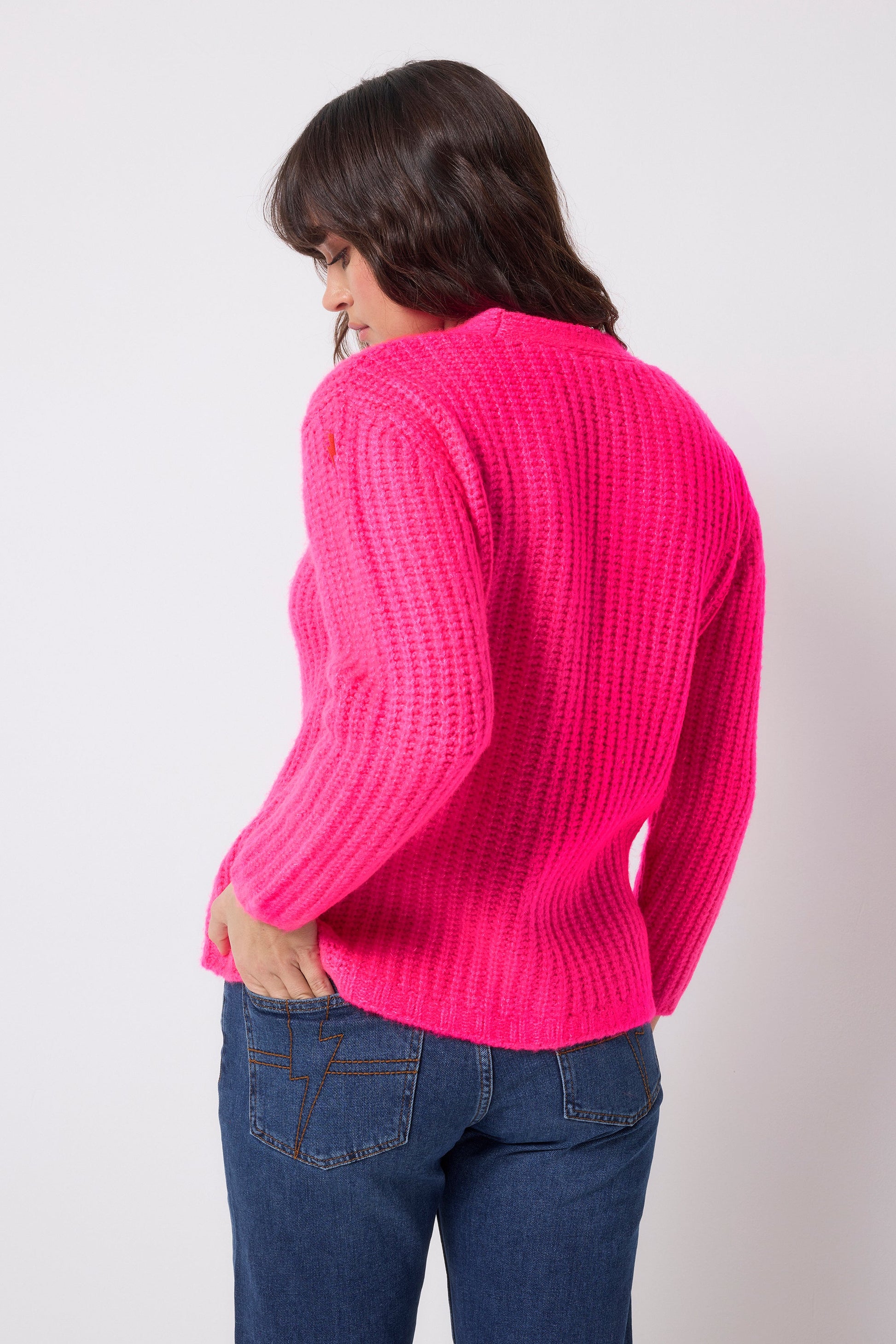 Neon Pink Button Through Cardigan
