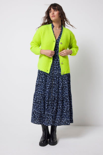 Neon Yellow Button Through Cardigan