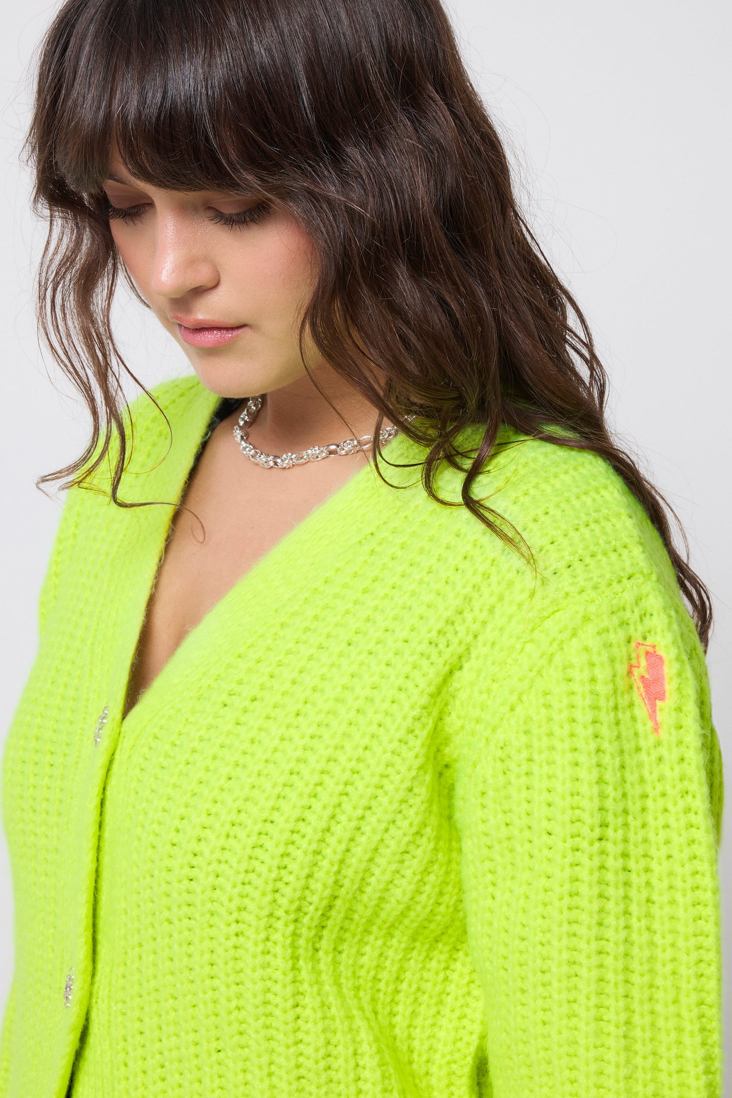 Neon Yellow Button Through Cardigan