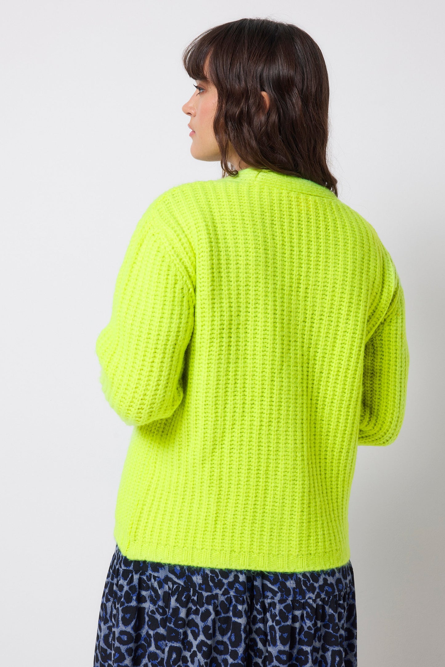 Neon Yellow Button Through Cardigan