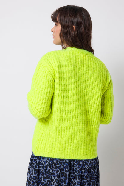 Neon Yellow Button Through Cardigan