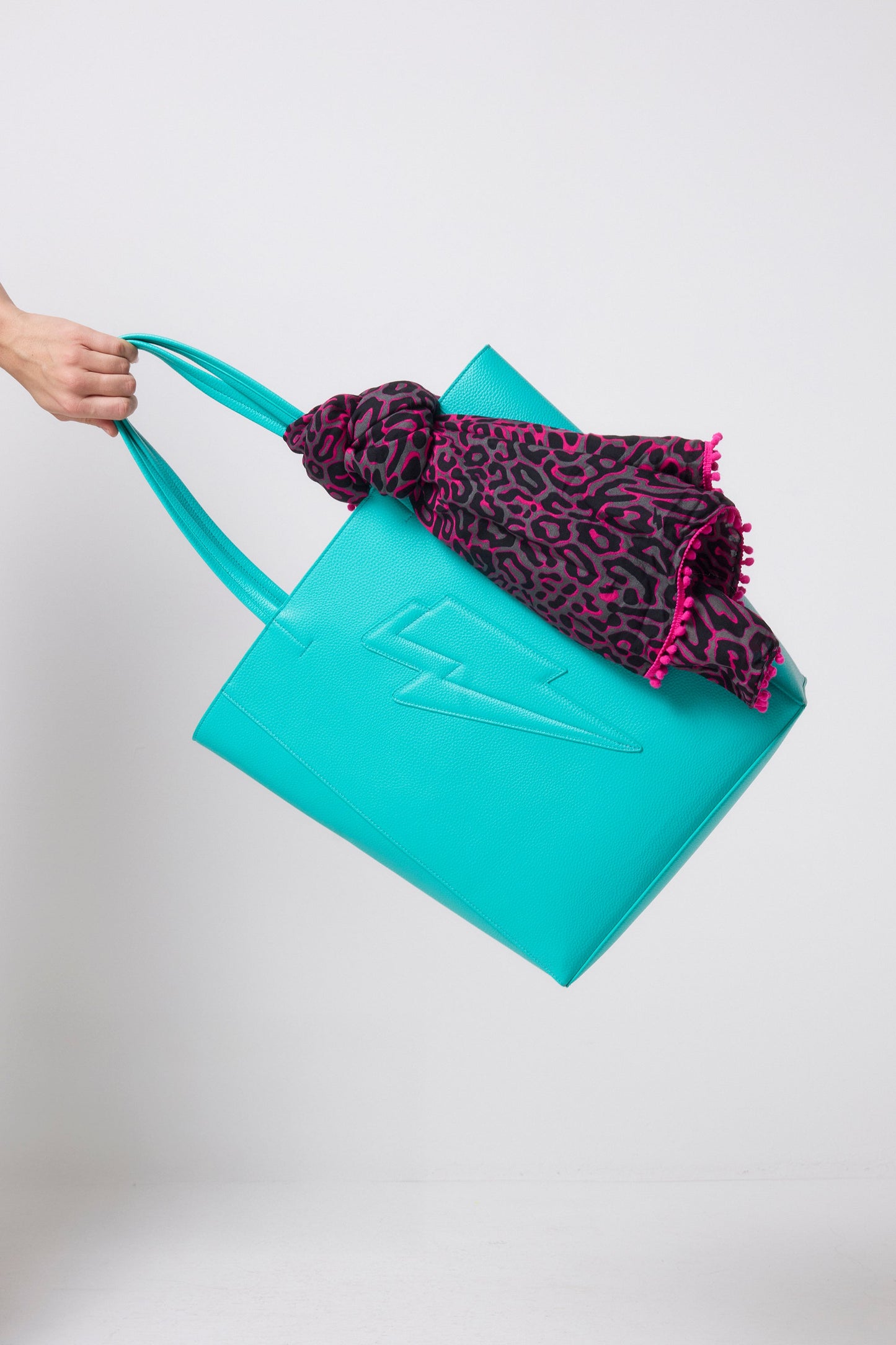 Turquoise Lightning Bolt Tote Bag