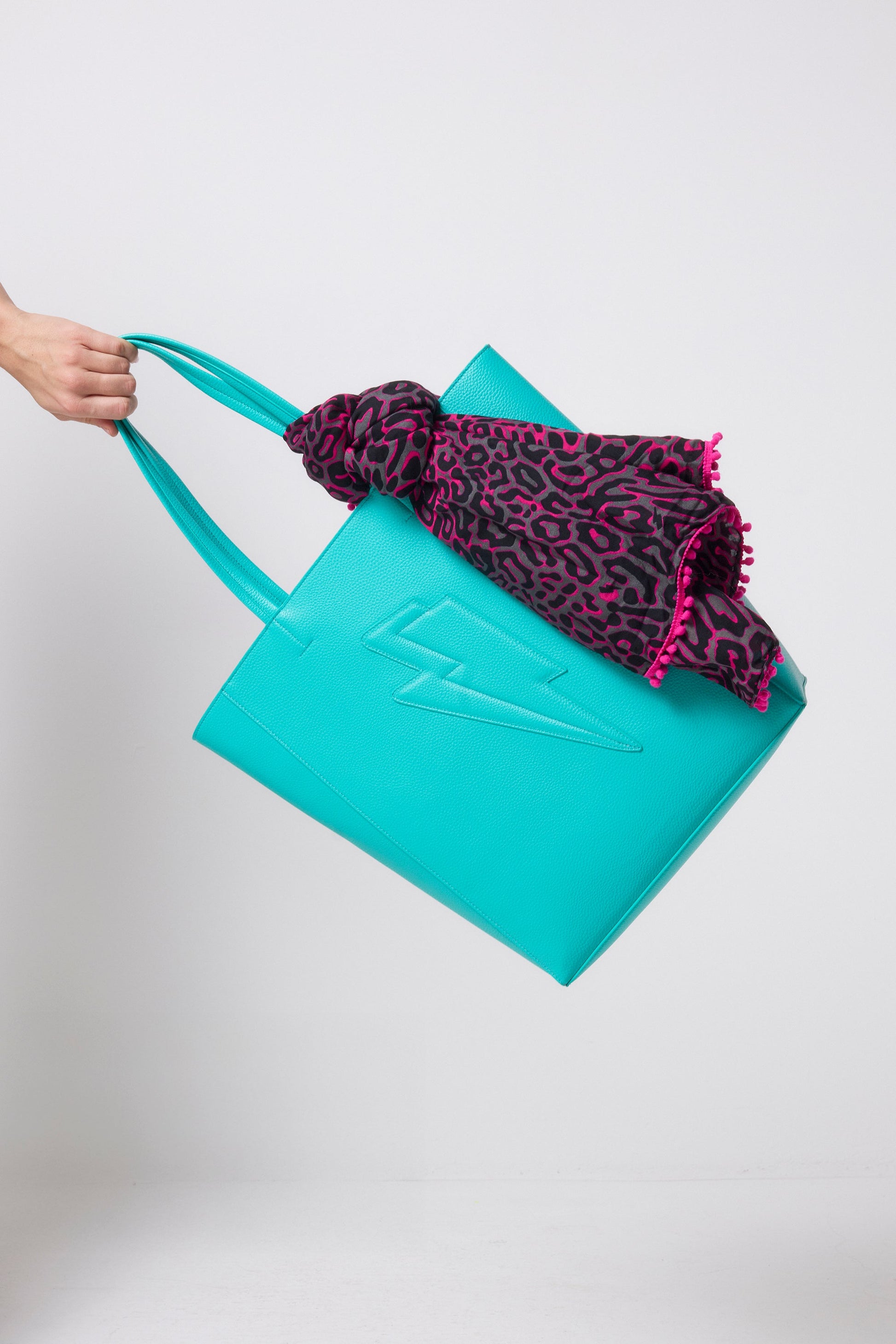 Turquoise Lightning Bolt Tote Bag