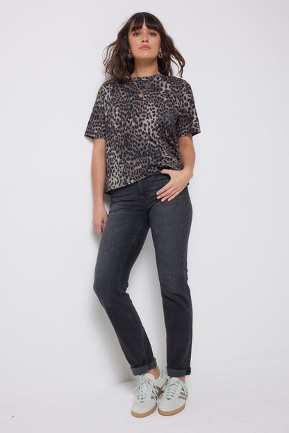Khaki with Black Cheetah T-Shirt