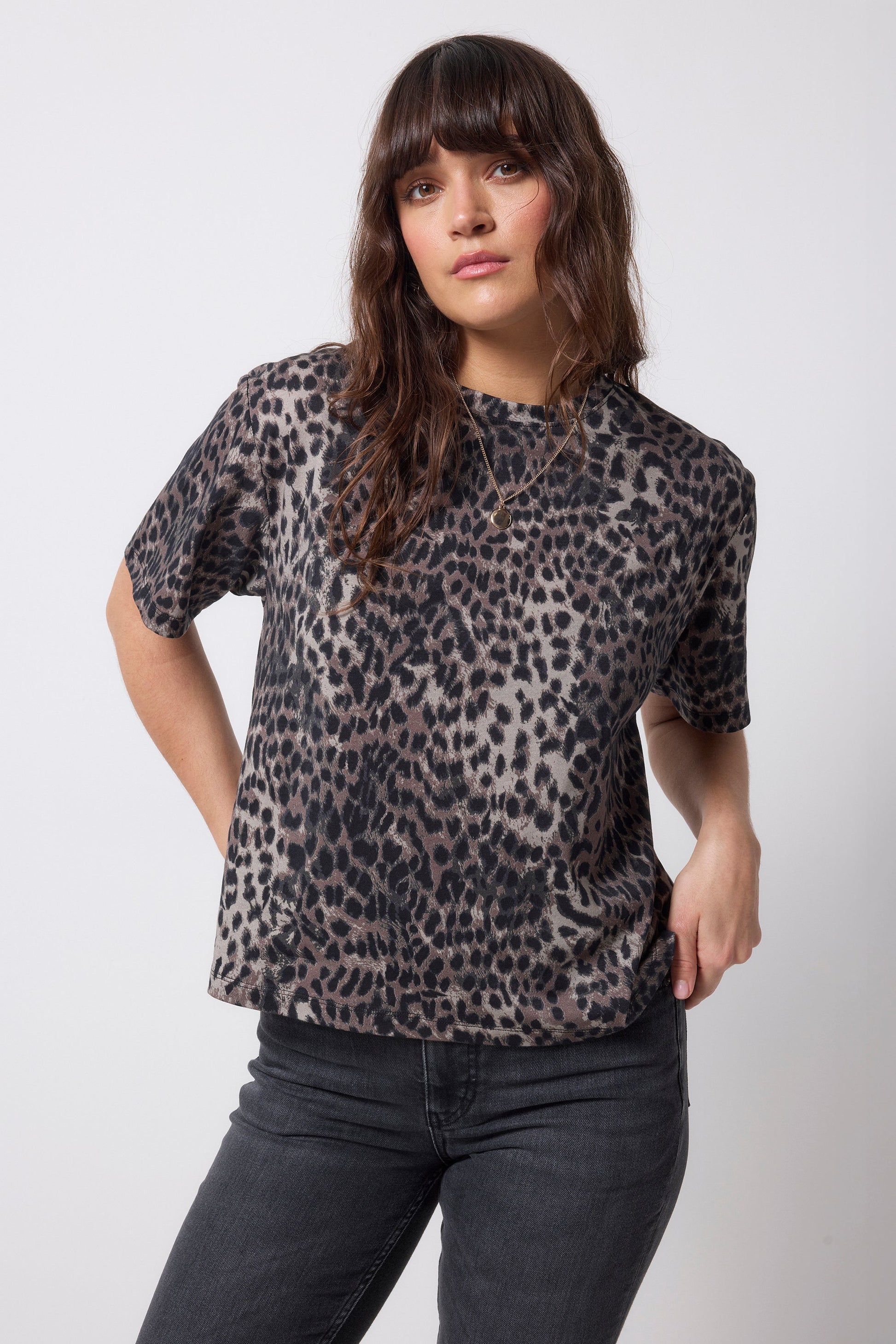 Khaki with Black Cheetah T-Shirt