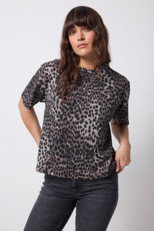 Khaki with Black Cheetah T-Shirt