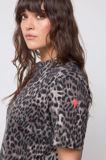 Khaki with Black Cheetah T-Shirt