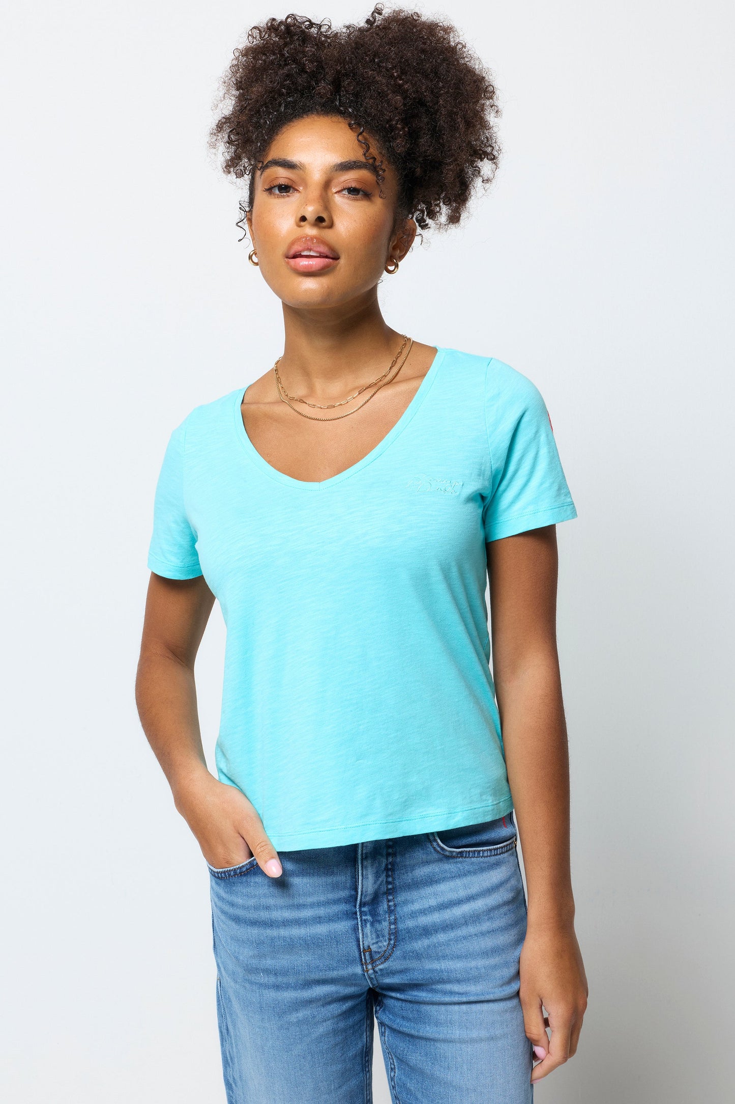 Turquoise V-Neck T-Shirt