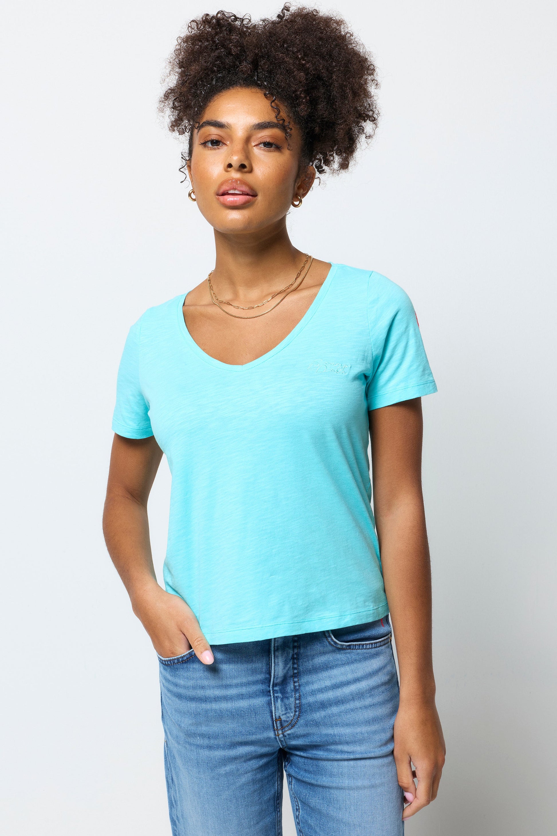 Turquoise V-Neck T-Shirt