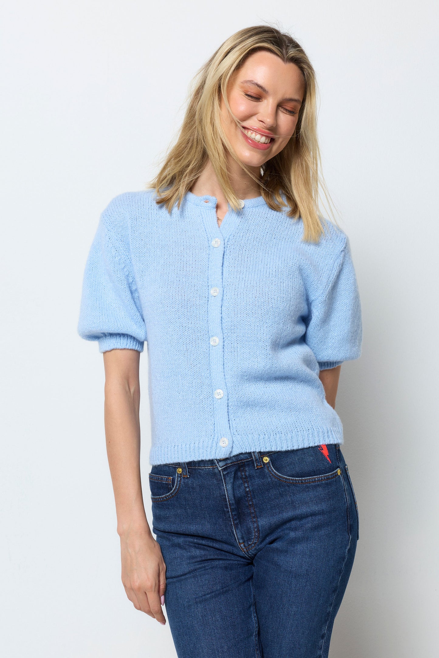 Light Blue Short Sleeve Cardigan