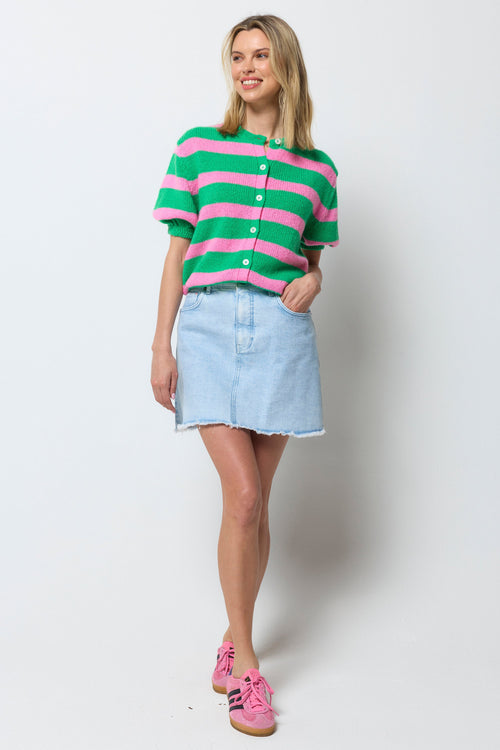 Ice Blue Wash Denim Mini Skirt