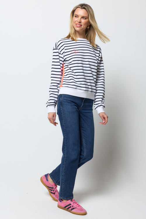 Navy and Ecru Stripe Colourblock Ultimate Sweatshirt