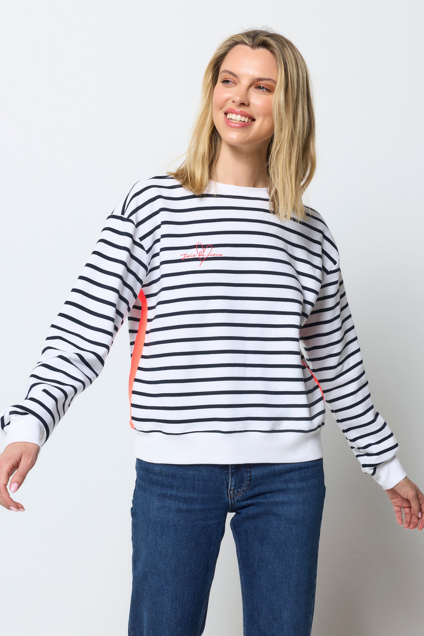 Navy and Ecru Stripe Colourblock Ultimate Sweatshirt