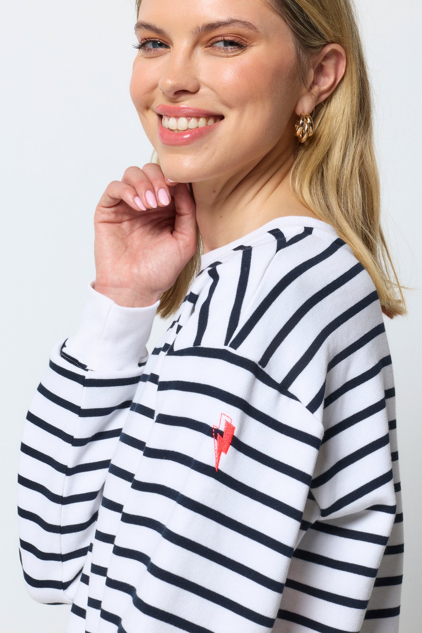 Navy and Ecru Stripe Colourblock Ultimate Sweatshirt