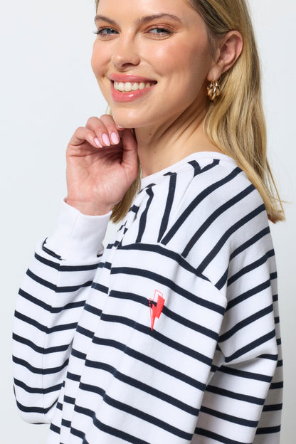 Navy and Ecru Stripe Colourblock Ultimate Sweatshirt