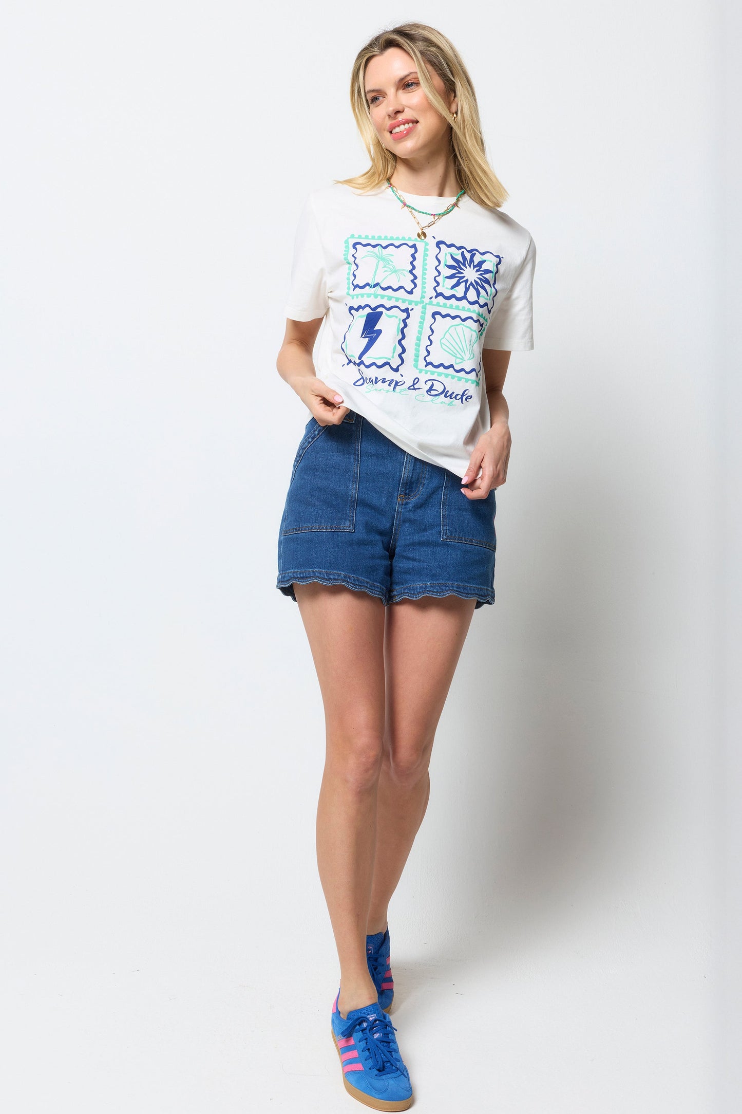 Ecru Tile Print T-Shirt