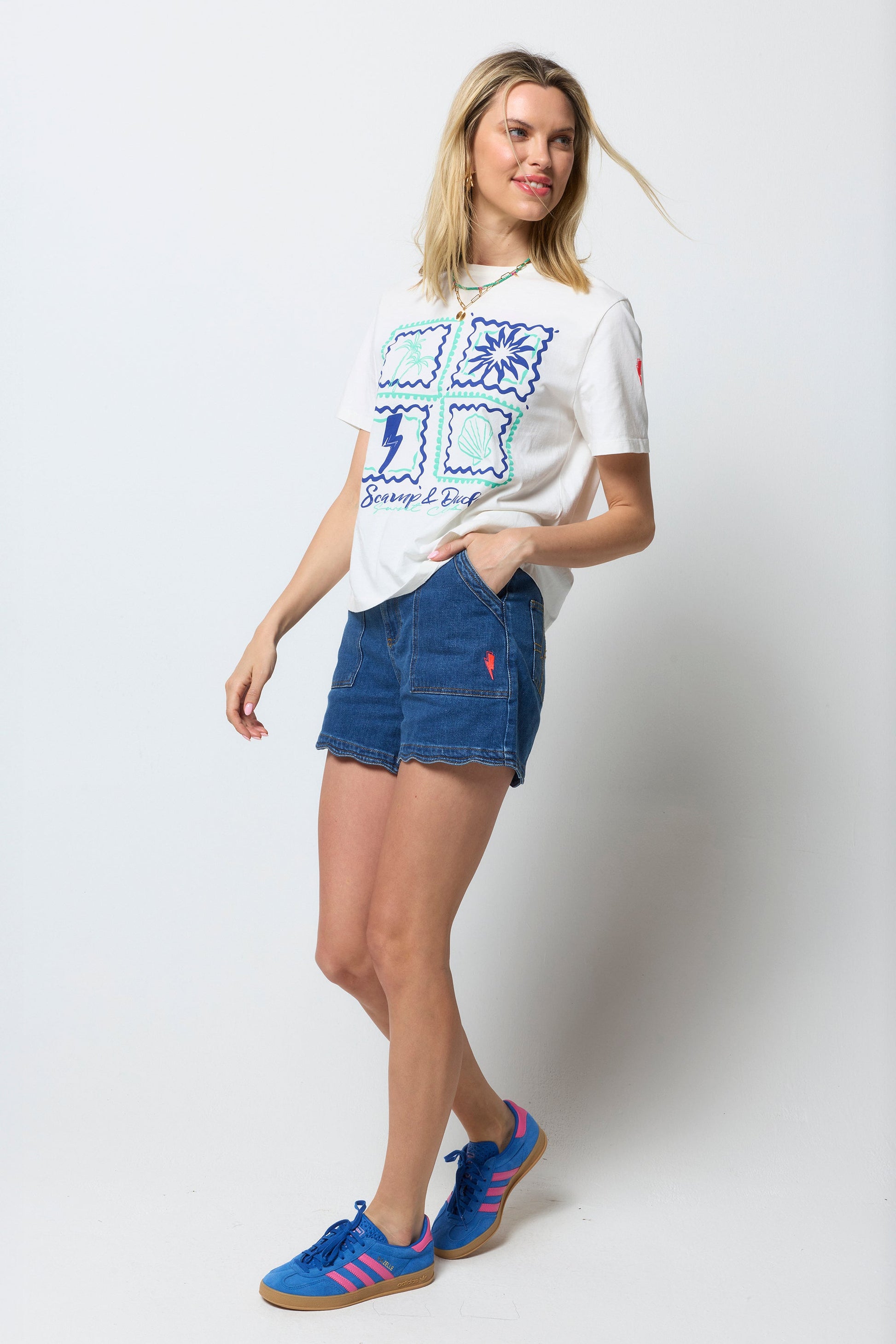 Ecru Tile Print T-Shirt