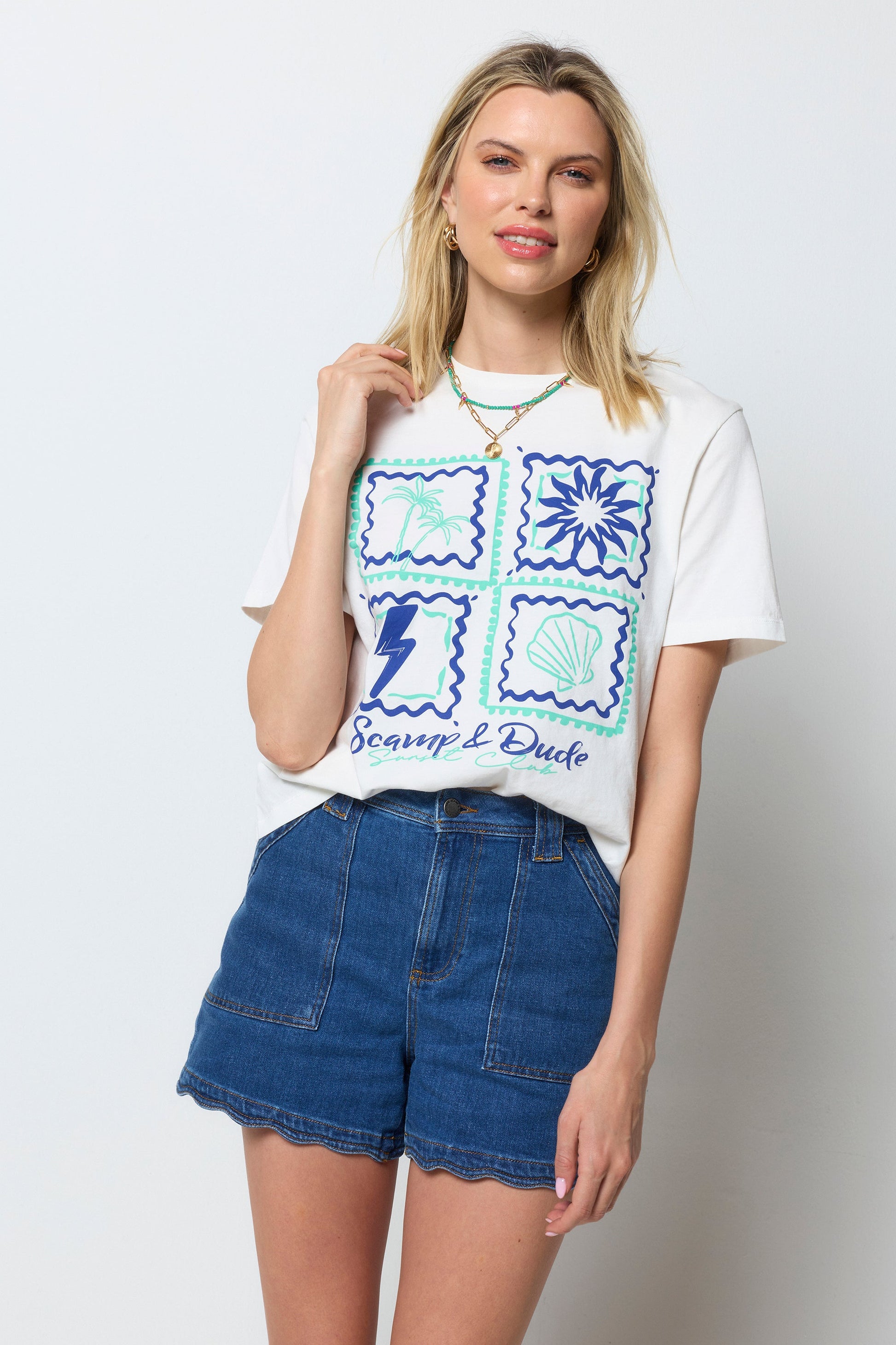 Ecru Tile Print T-Shirt