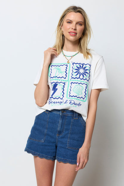 Ecru Tile Print T-Shirt