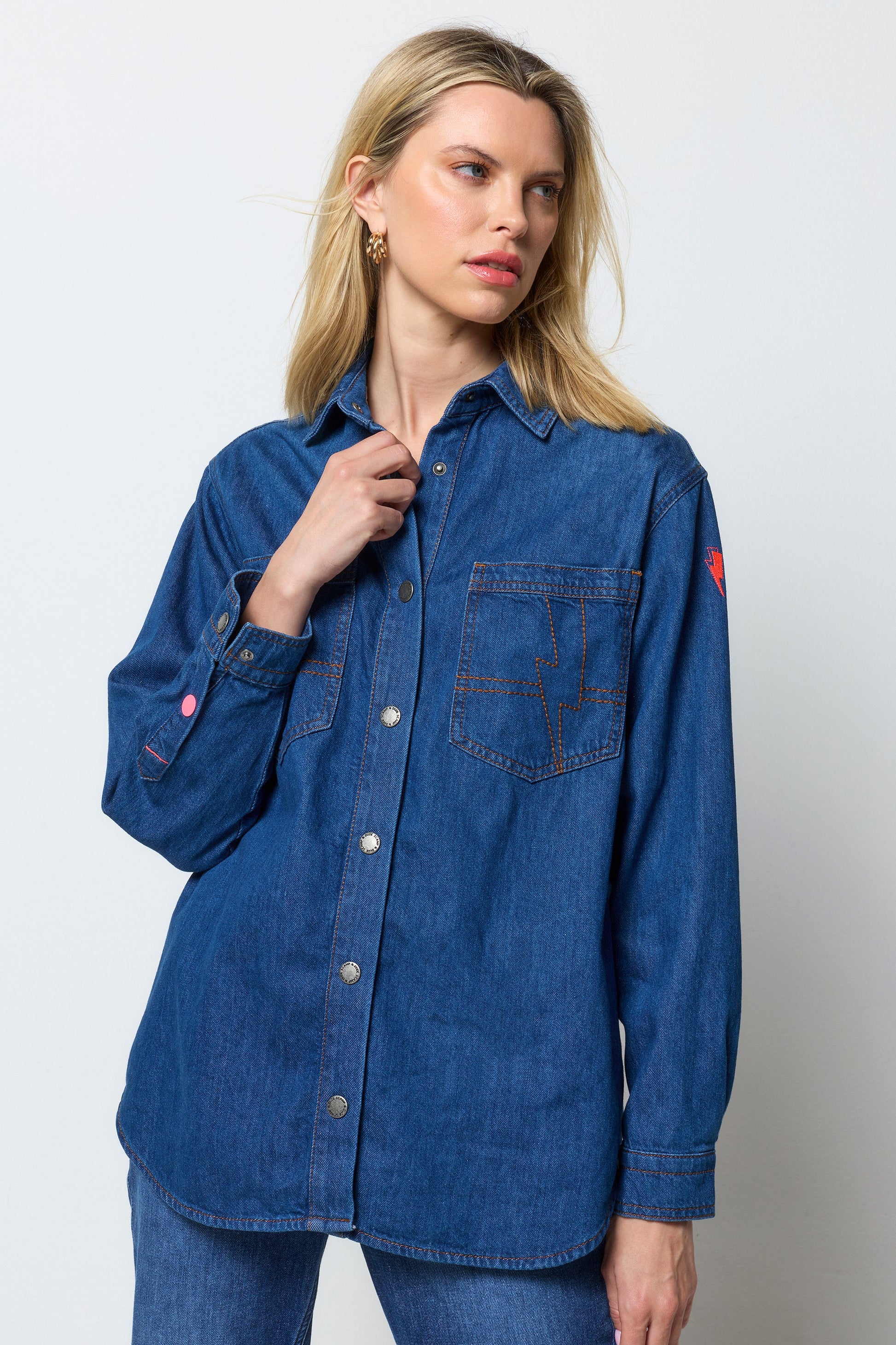 Mid Wash Indigo Relaxed Denim Shirt